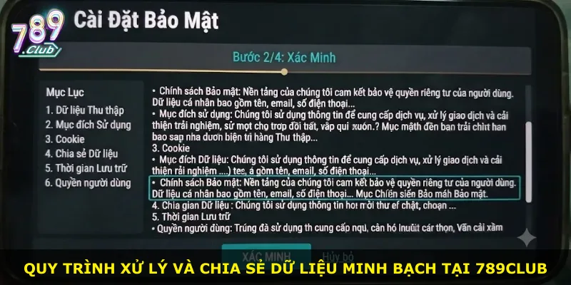 Quy trình xử lý và chia sẻ dữ liệu minh bạch tại 789Club