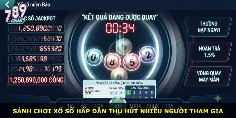 Sảnh chơi xổ số hấp dẫn thu hút nhiều người tham gia